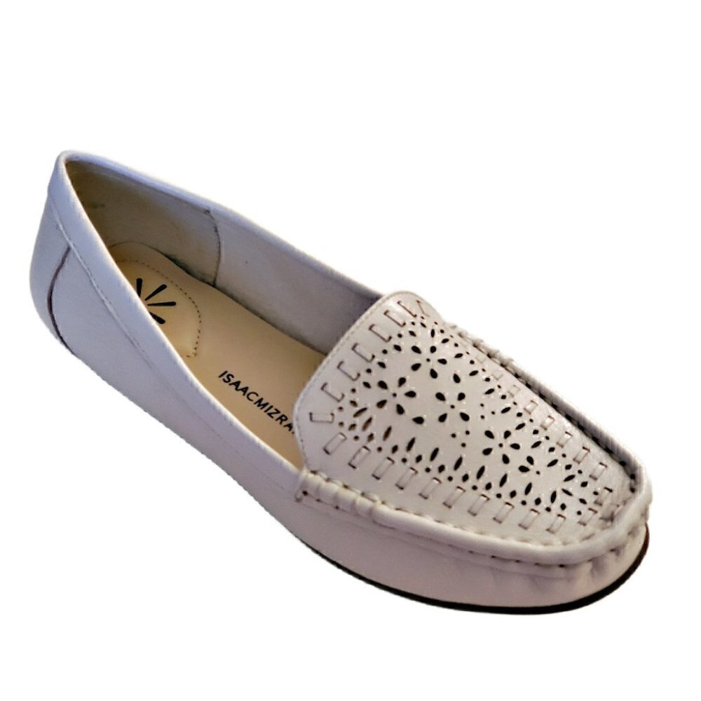 Isaac Mizrahi Live Cream Leather Loafers, Woman's Flats, Loafers NIB